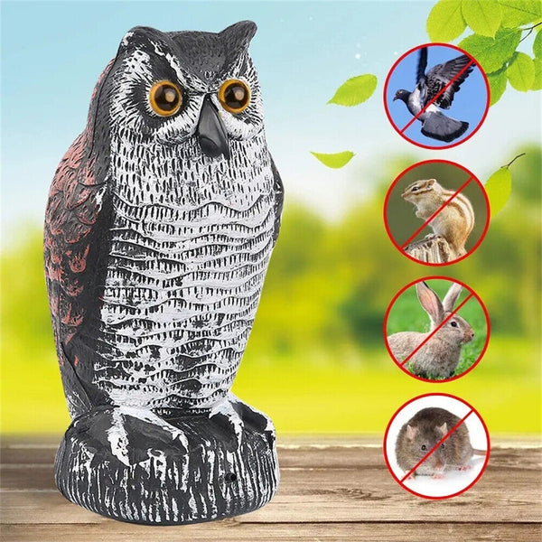 Bird Deterrent Realistic Owl Decoy Pigeon Crows Scarer Scarecrow Repeller Patio