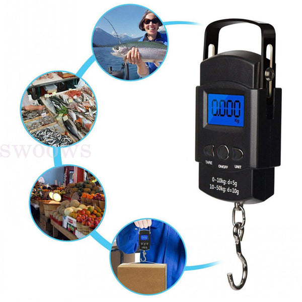 50KG LCD Digital Travel Fishing Luggage Hanging Electronic Hook Weighing Scale