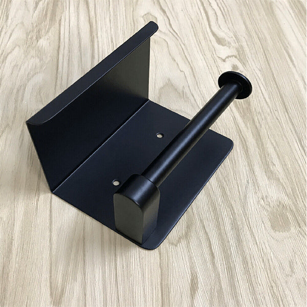 Stainless Steel Toilet Paper Roll Holder Storage Hooks Bathroom Washroom Black