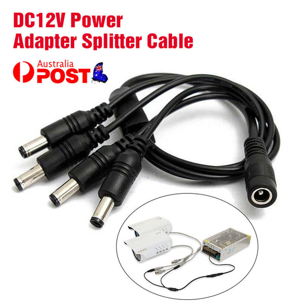 1 Female to 2/3/4 Male Plug 5.5x2.1mm Port DC Power Splitter Cable Y Cable Cord