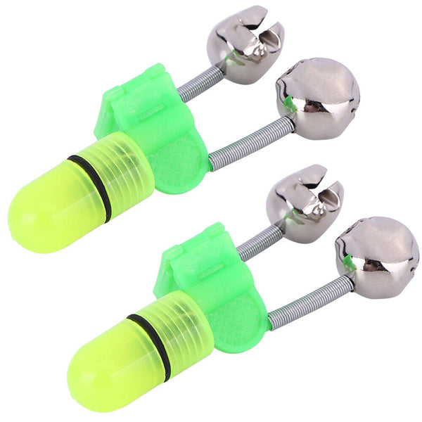 10x Night Fishing Twin Ring Light Bite Alarm Bells LED Outdoor Clip Rod Tip