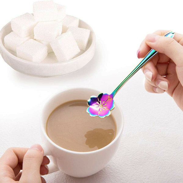 8pcs Spoon Long Handle Dessert Tea Coffee Mixing Spoon Stainless-Steel Teaspoons
