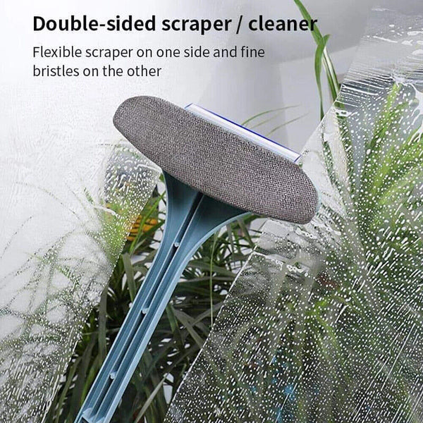 2 In 1 Glass Window Wiper Cleaner Squeegee Mesh Screen Mirror Home Car Brush Set