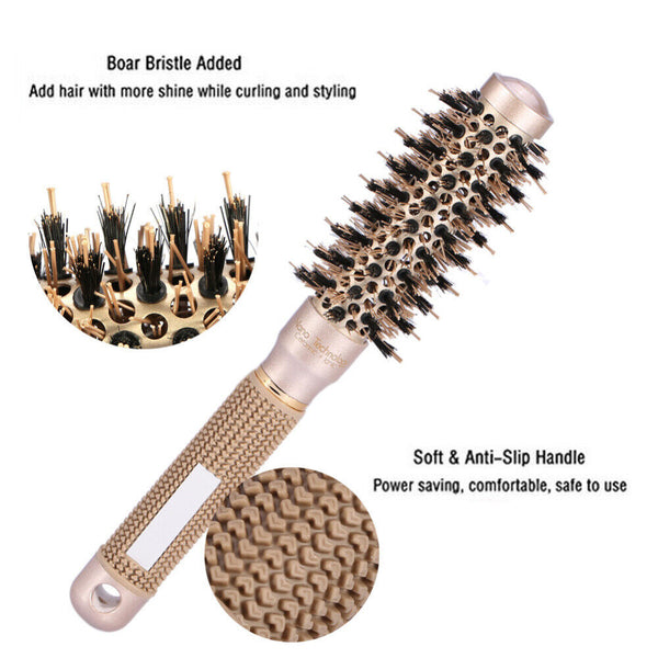 Thermal Ceramic Ionic Round Barrel Hair Brush Comb with Boar Bristle Salon Brush