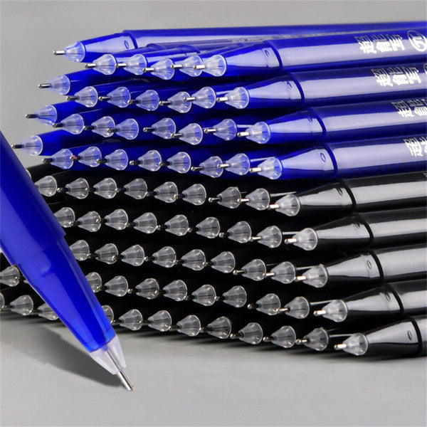 12Pcs 0.5mm Erasable Pen Black / Blue Gel Ink Roller Ball Pens Set School Kids