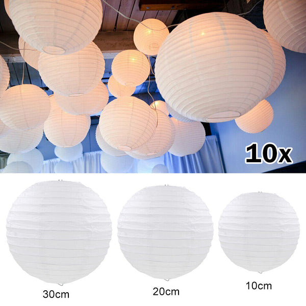 10pcs 10/20/30cm Large White Paper Lantern lanterns Party Wedding Banquet Dec