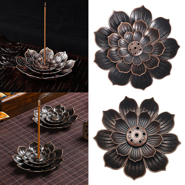 Incense Stick Holder Lotus Round Plate Buddhism Insense Ash Catchers 2/3 Layers