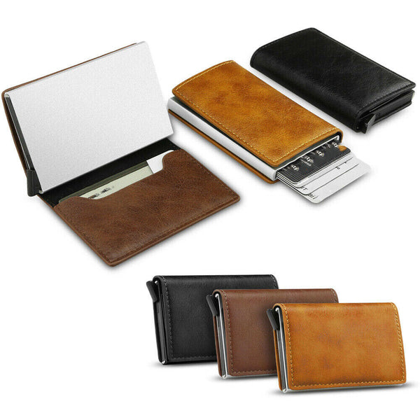 New Leather Credit Card Holder Men's Money Cash Wallet Clip RFID Blocking Purse