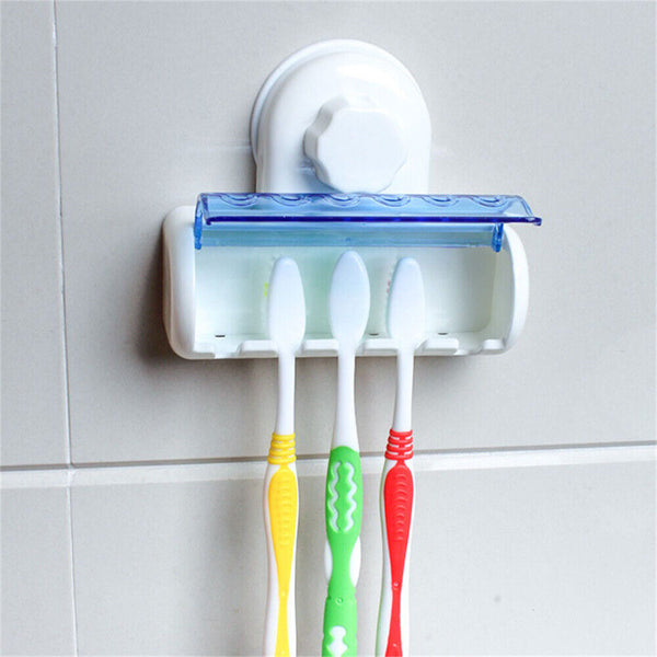 Toothbrush Holder Wall Mount Stand Tooth brush Holder Hooks Suction Cup Bathroom