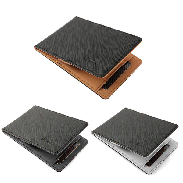 WALLET MONEY MENS WOMENS BLACK LEATHER CREDIT CARD HOLDER SLIM WALLET AU