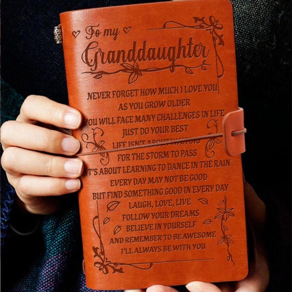 A6 To My Granddaughter Engraved Leather Journal Notebook Gift Travel Craft HG