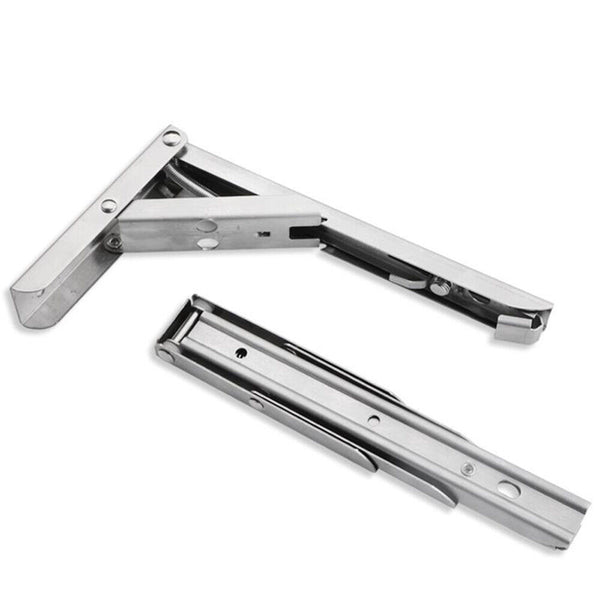 2X Stainless Steel Folding Table Bracket Shelf Bench 50kg Load Heavy Duty 12inch