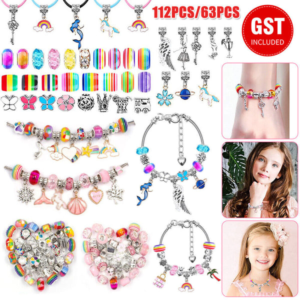 Beads Jewellery Charms Pendant Set DIY Craft Girls Kids Gift Bracelet Making Kit