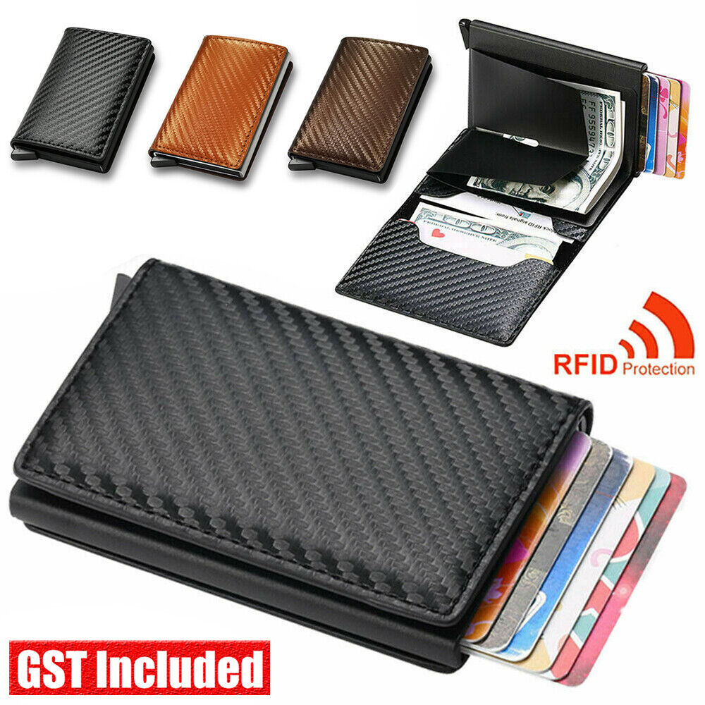 1-3Credit Card Holder PULeather Men's Money Cash Wallet Clip RFID Blocking Purse