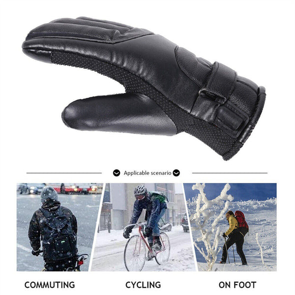 USB Electric Heated Gloves Motorcycle Riding Ski Rechargeable Waterproof Thermal