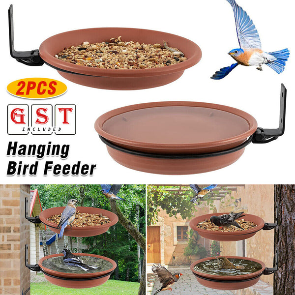 2xHanging Bird Feeder Bath Tray Plastic Bird Water Drinker Outdoor Garden Decor