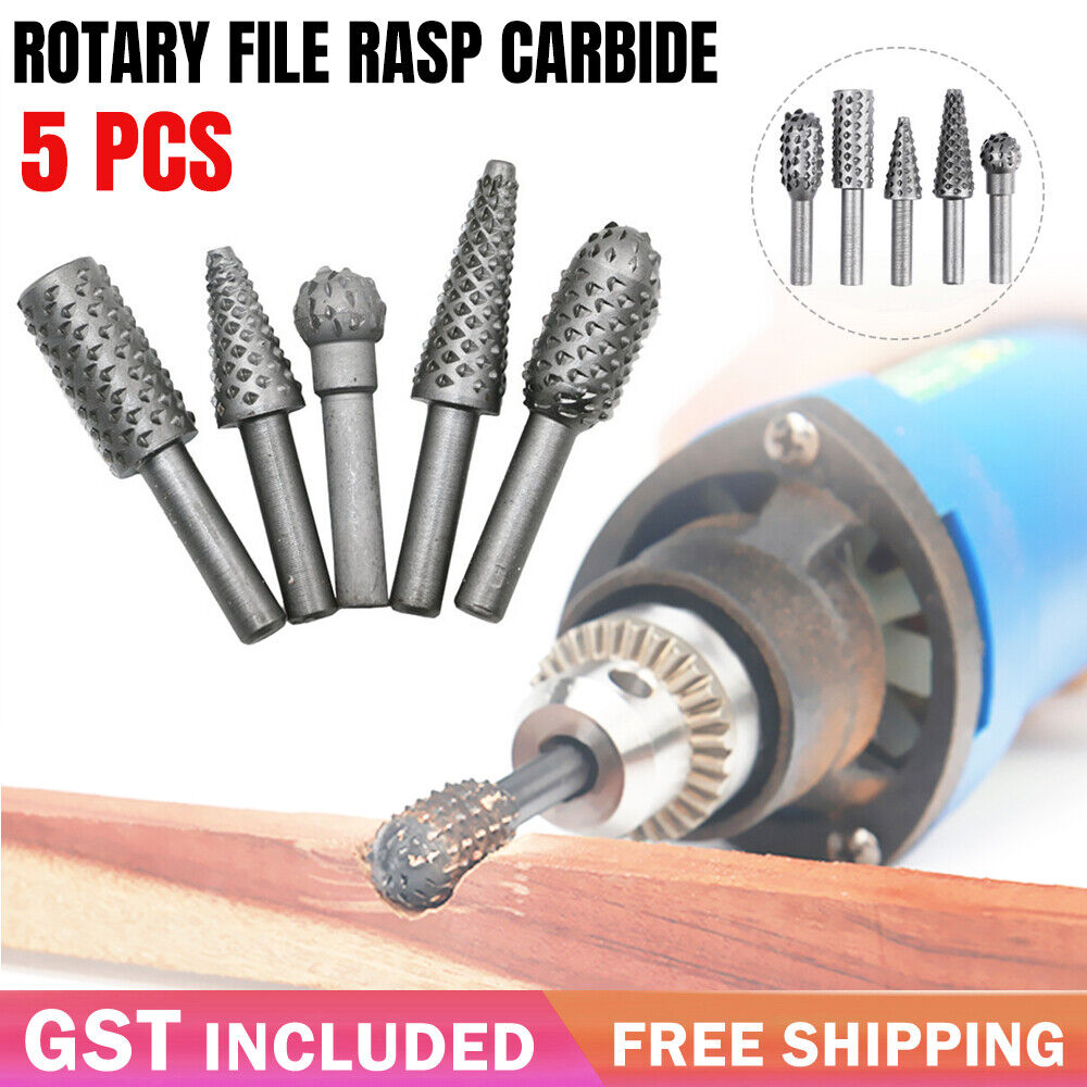 5 PCS Rotary Rasp Steel Solid Carbide For Dremel Rotary Tool Bit Accessories AU