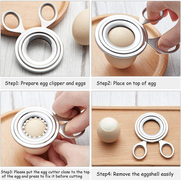 Stainless Steel Boiled Egg Topper Shell Cutter Scissors Eggshell Opener