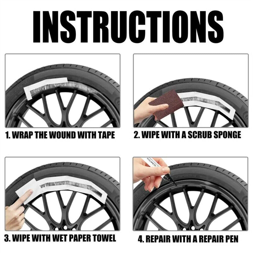 Universal Black Wheel Scratch Repair Touch Up Kit Car Rim Scratch Repair Kit  NEW