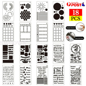 18pcs Bullet Journal Stencil Set For A5 DIY Templates Notebook Diary Scrapbook