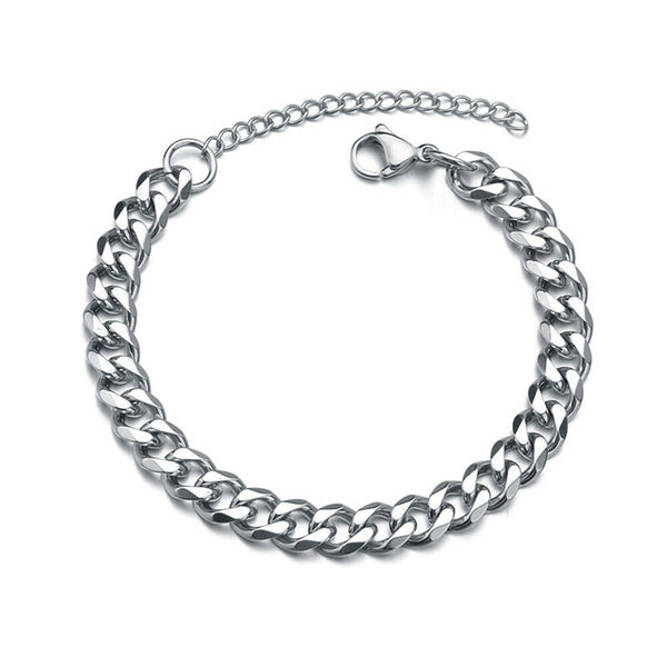 Men's Chain Bracelet Stainless Steel Curb Cuban Link Chain Bangle 7mm 11mm
