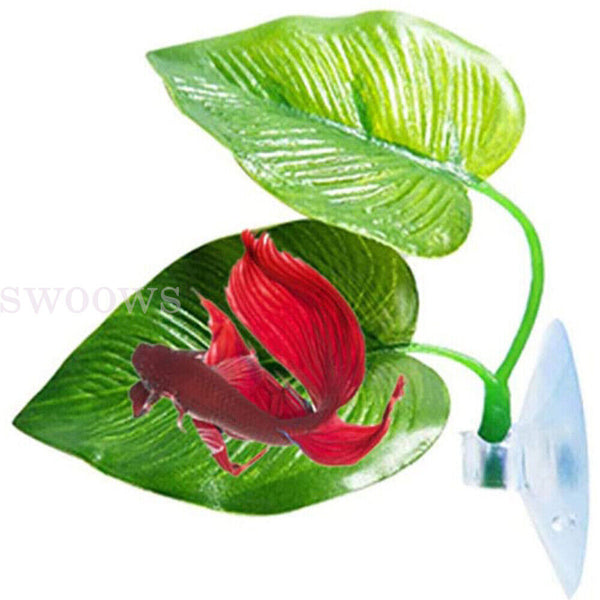 Artificial Plant Leaf Betta Hammock Fish Rest Bed Tropical Aquarium Decor