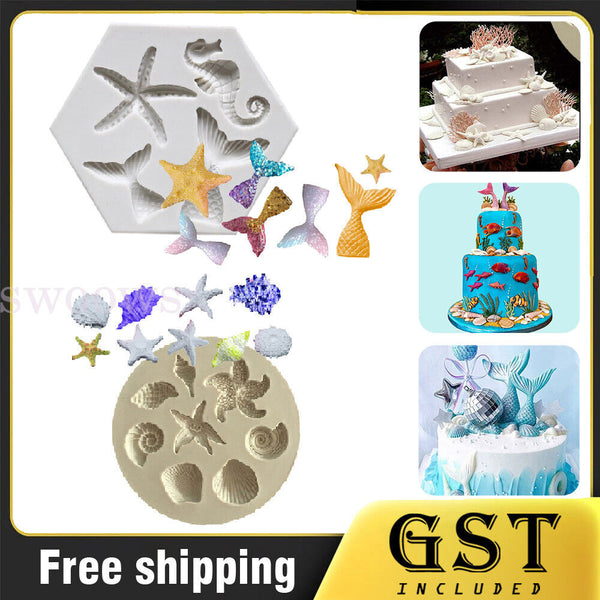 Sea Shell Silicone Fondant Mould Cake Sugar Craft Starfish Icing Baking Mold AU