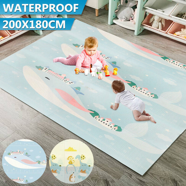 Baby Play Mat Crawling Folding Kids Pad Waterproof XPE Foam Rug Carpet 200x180cm