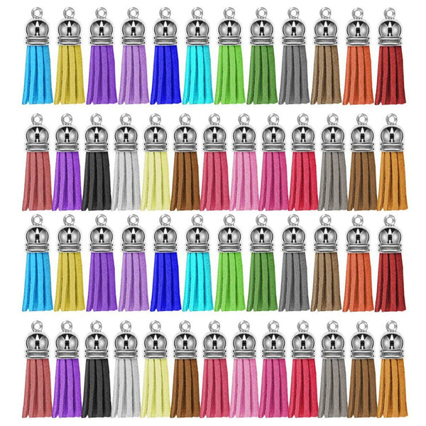 50x Leather Key Chain Ring Tassel Pendants Bulk Keychain Crafts Jewelry Making