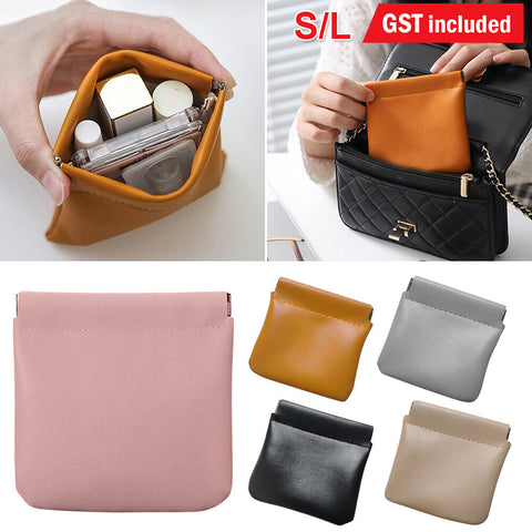 Pocket Cosmetic Bag Leather Storage Portable self-Closing Water-Resistant AU