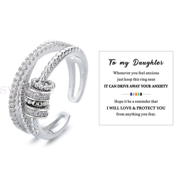 To My Daughter-Fidget Ring,Anti Anxiety Ring with Beads Spinner For Girls