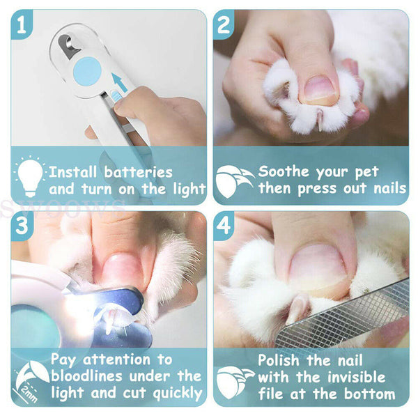 Pet Cat Dog Nail Toe Claw Clippers Scissors Trimmer Grooming Tool with LED Light