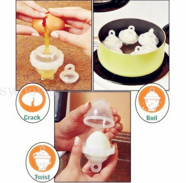 Draining Egg Boiler Set Edible Silicone Double Microwave Egg Poacher Cookware