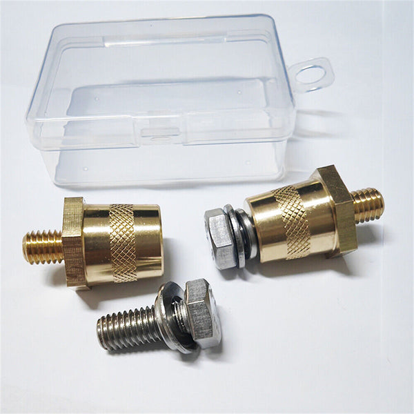 2pcs M8 Battery Terminal Connector Brass Tone Post Adapter/Stud Screws Nuts AU