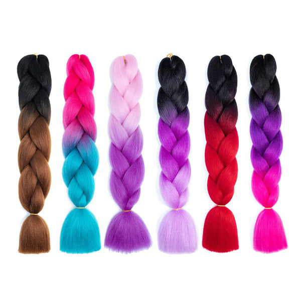 Women Coloured Jumbo Braiding Hair Extensions Braids Twist Hight Temperature