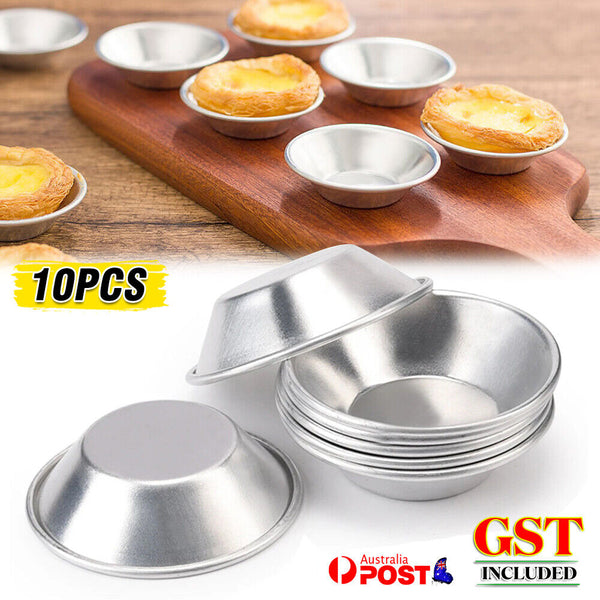 Egg Tart Mould Cake Tins Set Cups Circular Pie Mold Plate Baking Non-Stick Up30x