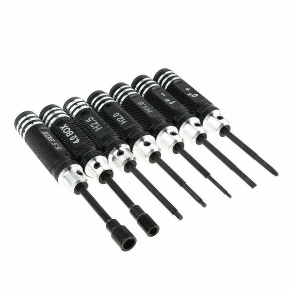 7 Pieces Screwdriver Set RC Tool Steel Kit for RC Model Car Helicopter Black