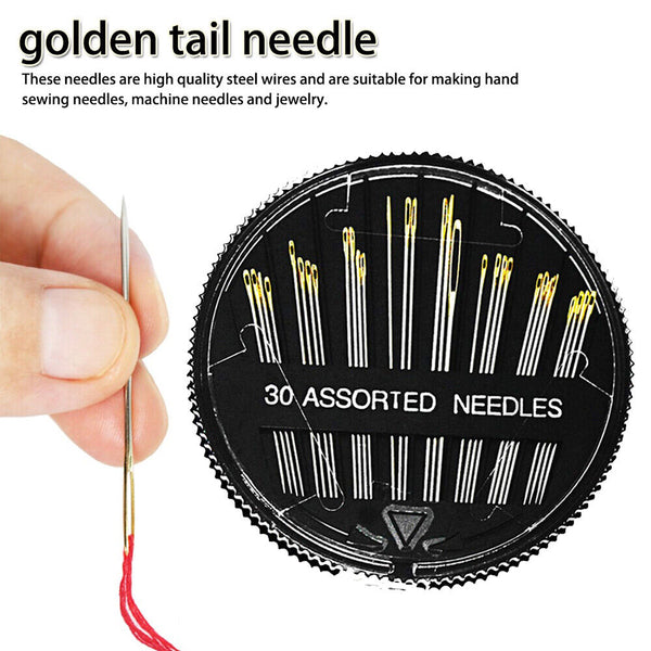 30PCS Assorted Hand Sewing Needles Embroidery Mending Craft Quilt Sew Case