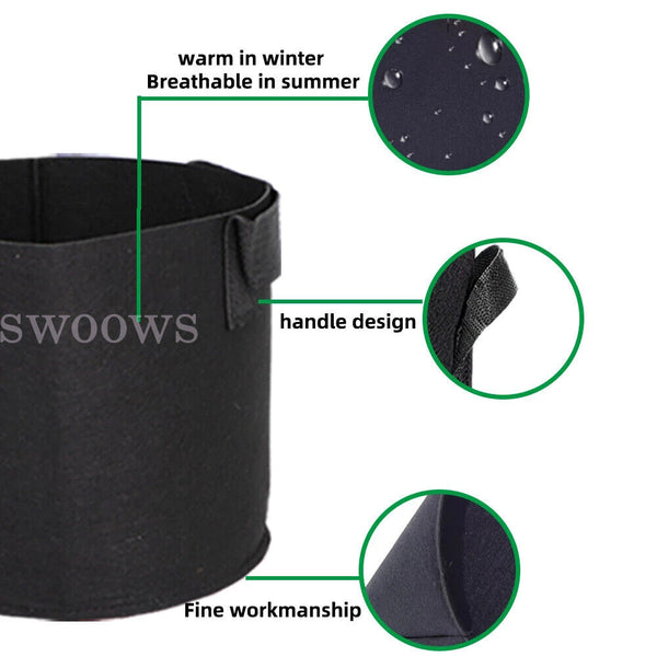 Up to 20pcs Fabric Plant Pots Grow Bags with Handles 3 5 10 20 Gallon