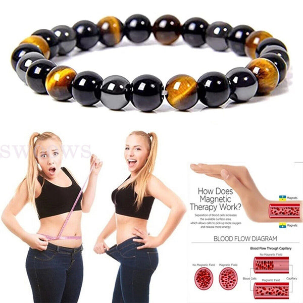 New Women Men's Natural Stone Tigers Eye Jewellery Wristband Bracelet For Couple