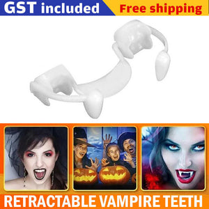 Retractable Vampire Teeth Halloween Cosplay Makeup Zombie Horrific Tooth Fangs