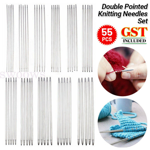 Knitting Needle Set 11 Sizes Double Pointed Stainless Steel Needles 55pcs