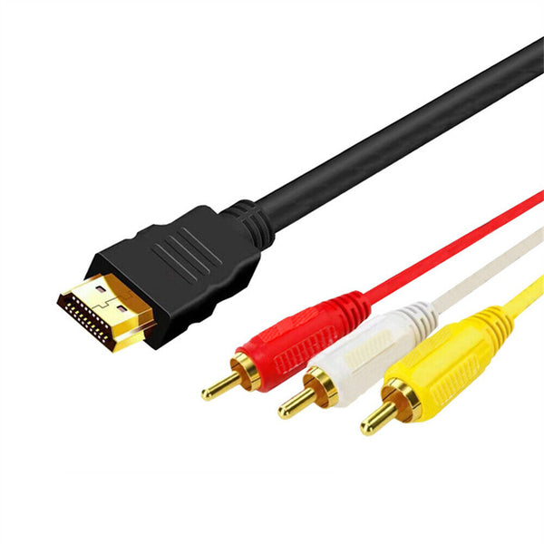 2x HDMI to RCA RGB Male AV 3 RCA Video Audio Converter Cable For HDTV DVD Player