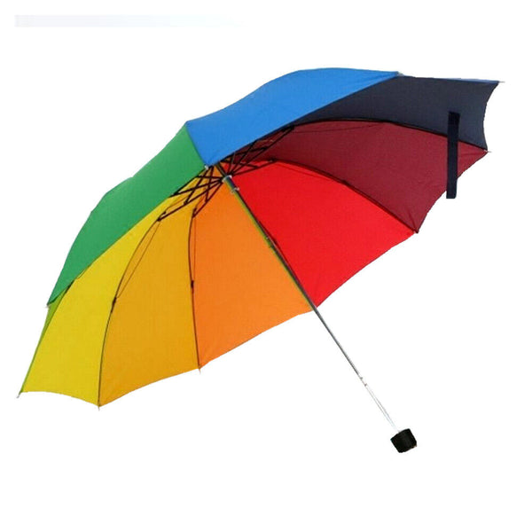 Unisex Manual Fashion Rainbow Compact Rainproof Three-folding Classic Umbrella