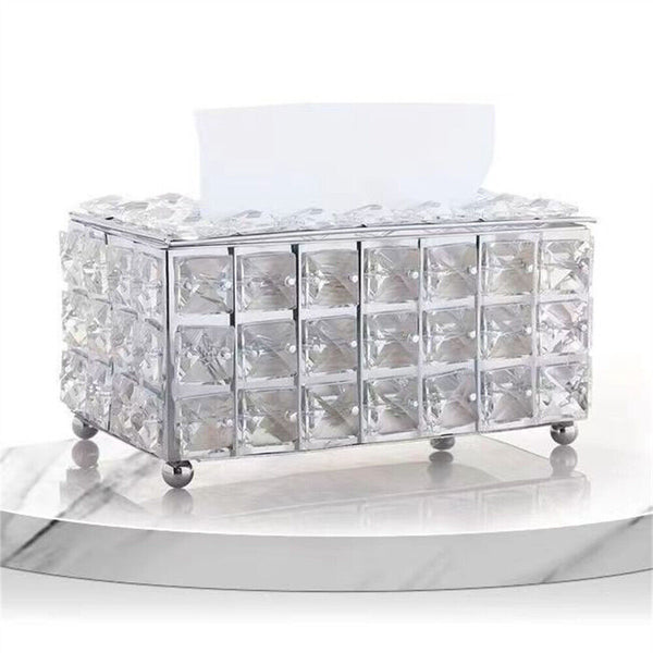 Crystal Facial Tissue Box Cover Paper Storage Holder Napkin Dispenser Organizer