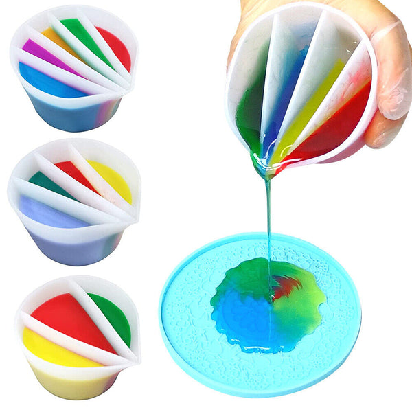 Split Cup Silicone Pouring Tool for Acrylic Paint Epoxy Resin DIY Art Craft Kit