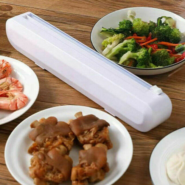 Food Wrap Dispenser Plastic Cutter Foil Cling Film Storage Holder Box Kitchen AU