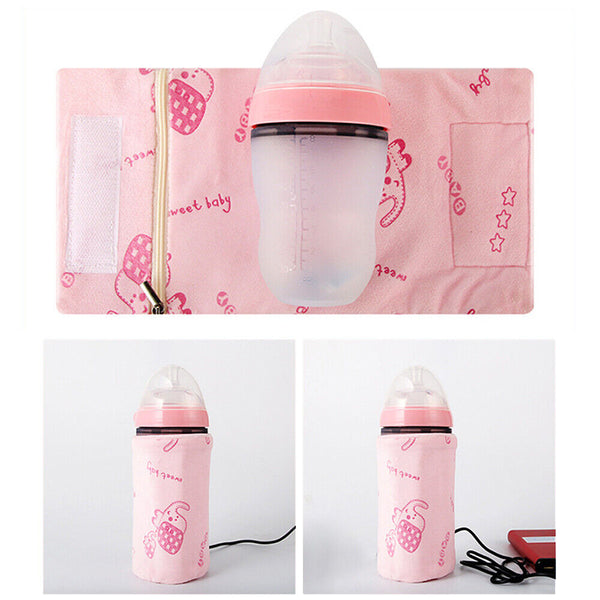 USB Baby Bottle Warmer Thermostat Portable Travel Milk Feeding Heater Bag Pouch