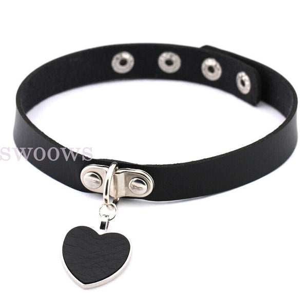 Choker Retro Love Heart Gothic Lolita Grunge Punk Leather Rivet Collar Necklace