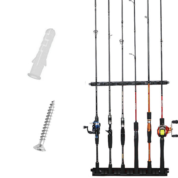 6-Rod Rack Fishing Pole Holder Tackle Wall Fishing Rod Storage Fixed Stand AU